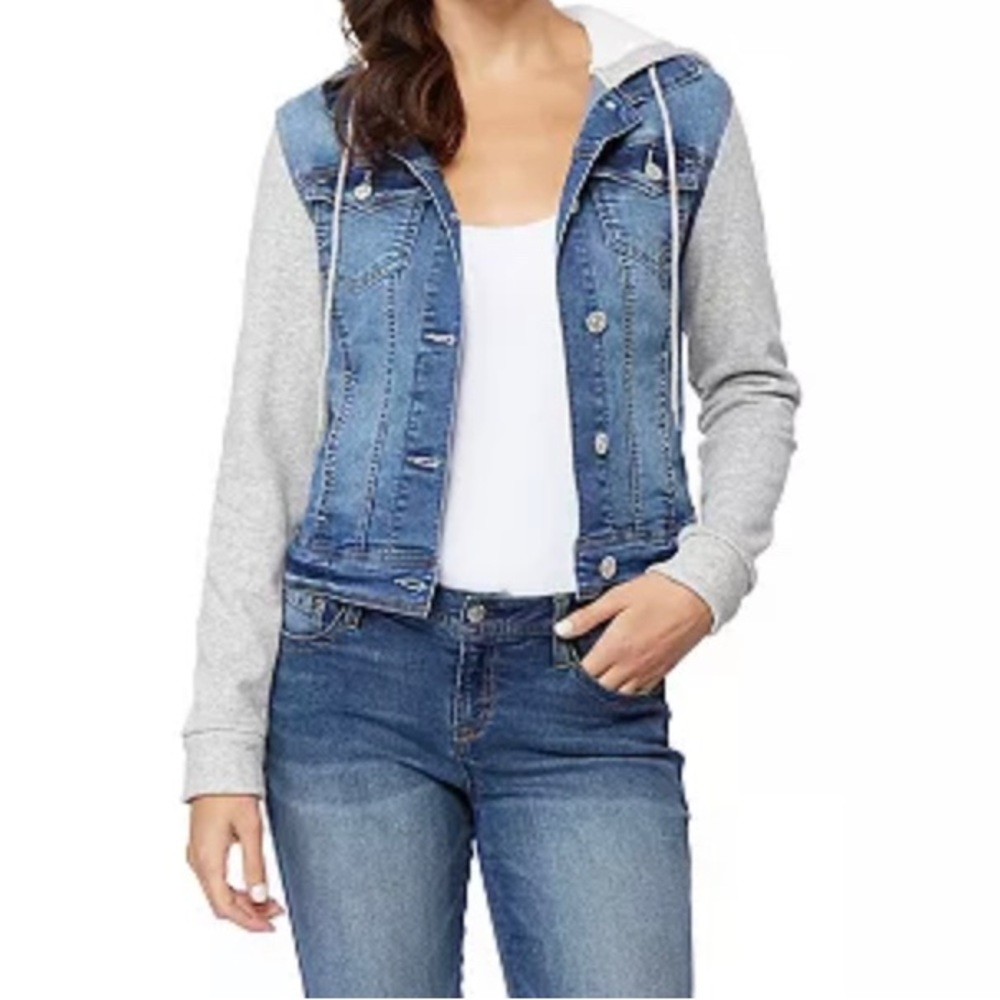 Crop Jean Jacket With Hoodie